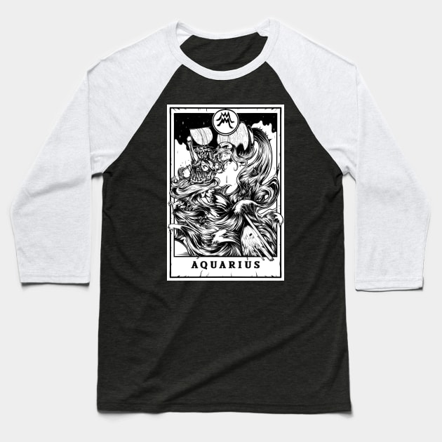 Aquarius Zodiac Tarot Baseball T-Shirt by Scottconnick